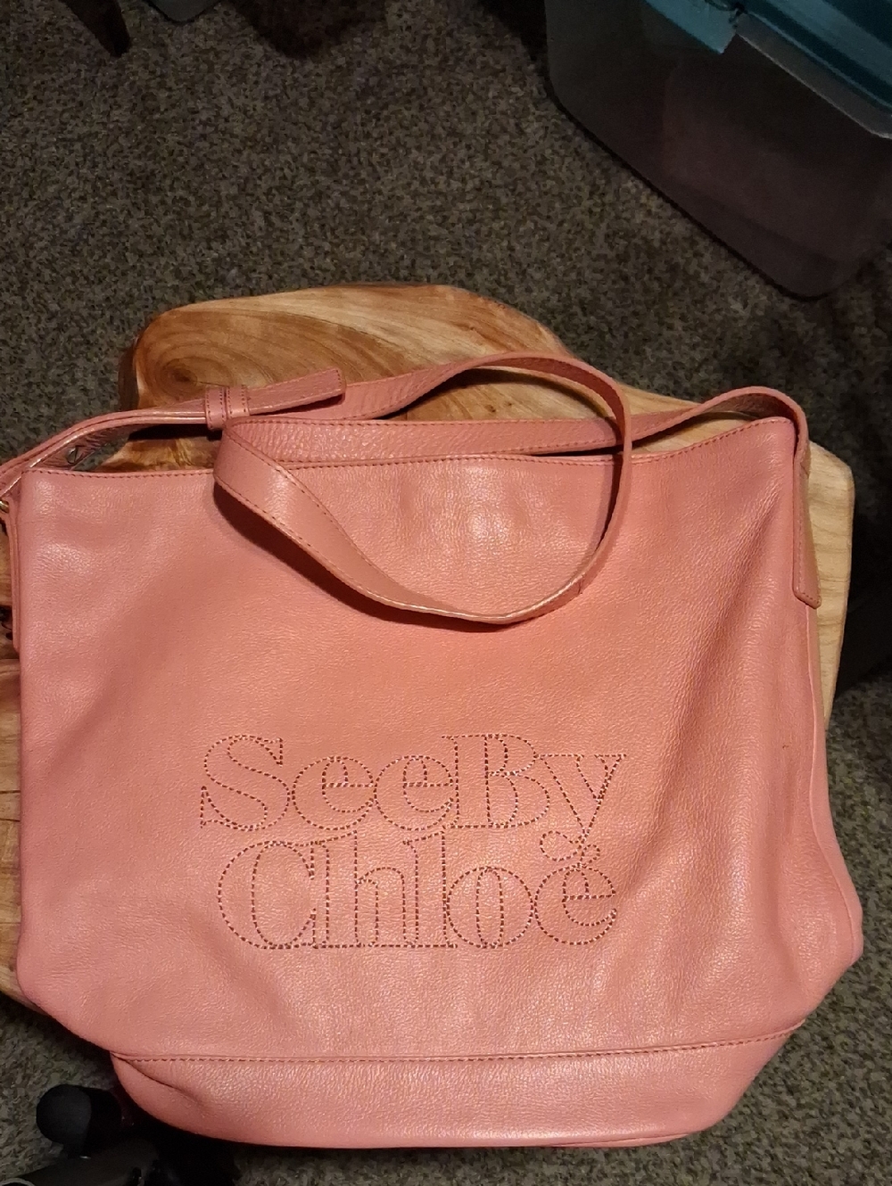 See By Chloe Pink Leather Shoulder Bag with Perforated Logo